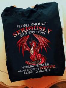 Dragon T-Shirt: Mythical Fantasy Graphic Tee, Dragon Lover Gift - 黑色 - 查看 2