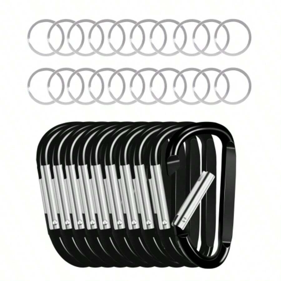 10 PCS Spring Snap Hook Carabiner Clip, Multi‑Use Karabiner Keyring Clips, Durable Spring‑Gate Snap Hooks For Camping, Hiking, Sports Gear, Backpack, Key Chain, Travel Bag And Household Daily Hanging & Organizing Work - Black - View 1