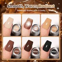 Beetles 6 Colors Brown Cat Eye Gel Polish Set With Magnet, Nude Beige Coffee Black & Rose Gold Magnetic Shimmer, Soak Off UV LED Neutral Nail Art For Fall Winter Manicure - 6色 裸色 米色 咖啡色 黑色 - 查看 4