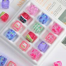 9pcs Fruit Pattern Acrylic Square Beads, DIY Handmade Beading Material - Bracelet Necklace Jewelry Making Accessories, Bag Pendant Decorative Beads - Multicolor - View 1