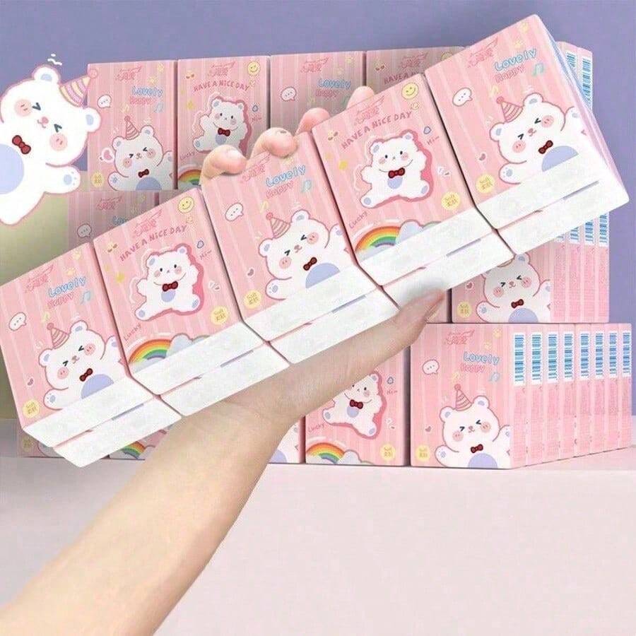 1/2/4/10/20入組可愛生日熊口袋手帕紙,便攜式生日熊手帕紙,面巾紙,餐巾紙,適合出差、工作、旅行使用 - 多色 - 查看 1