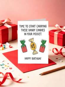 1pc "Time To Start Carrying These Fancy Candies" Birthday Card With Envelope, Humorous "We're Getting Old" Style, Suitable For 40th, 50th Birthday, For Friends And Colleagues, Blank Inside - Multicolor - View 4