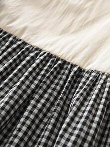 bearleader 1 To 5 Years Young Girls' Fashion Long Sleeves Patchwork Plaid Dress With A Bow Short Overall 2 Pieces Fall Or Spring Clothes - Black - View 8