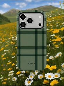 GIIPPA 1件深綠色不規則格紋設計手機殼，適用於Phone 17 Pro Max，兼容Phone 16 Pro Max、15 Pro Max、14 Pro Max，韓系高端時尚趣味手機殼，適合11/12/13/14/15/16 Pro Max Plus，男女皆宜的優雅設計，聖誕節、情人節、復活節、婚禮季與生日送女友的完美禮物！ - 墨綠色 - 查看 8