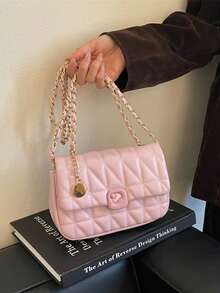 Solid Color Quilted Embroidered Women's Shoulder Bag Chain Crossbody Small Square Bag Suitable For Office School Party Commuting Business - Multicolor - View 3