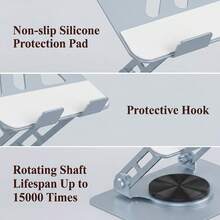 EIGIIS Adjustable 360° Rotating Tablet Stand, Suitable For 4.7"-13" Tablets And Laptops, Ergonomic Foldable Design For Office Desk Use - View 7