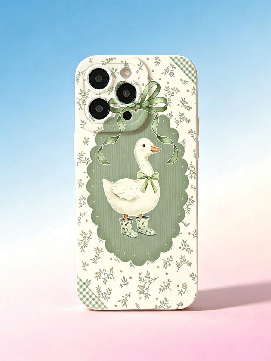 1件綠葉白鴨全包覆保護手機殼,適用於 Apple 17Pro Max/16Pro Max/15Plus/14Pro/13Pro Max/12Pro/11 - 彩色 - 查看 1