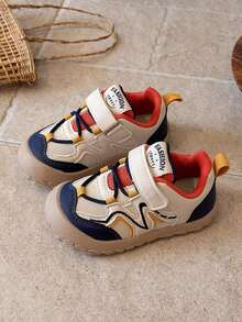 1 Pair Fashion Colorblock Kids Sports Shoes, Baby Functional Shoes, PU Leather Infant Walking Shoes - Blue - View 2