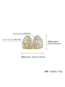 RACHELZ 雙層鏤空十字全鋯石 Grillz 牙套 嘻哈復古眼款 立方鋯石牙套 中性亮面飾品 - 金色 - 查看 5