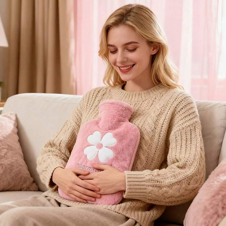 (Thickened Inner Bag And Velvet Cover 2-Piece Set) 950ml/33.71oz Hot Water Bottle - Thickened Refillable PVC Material, Washable Soft Velvet Surface, Portable For Hands And Feet, Perfect For Winter, Multiple Colors Available - Multiple Styles - View 1