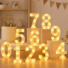 1pc 0-9 Number Theme Party Decor LED Light Night Lamp, Party Wedding Cocktail Decoration - White - View 4