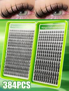مجموعة 384 قطعة من رموش اصطناعية طبيعية خفيفة الوزن ومنفوشة بتجعيد D-Curl وأطوال مختلطة من 8-18 مم، رموش فردية قابلة لإعادة الاستخدام DIY، رموش اصطناعية فائقة الكثافة، أطوال مختلطة، قابلة للتخصيص للمواعدة والعشاء، كتاب الرموش، رموش اصطناعية عنقودية - مشاهدة 2