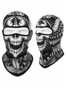 1/2pcs 3D Skull Face Mask, Unisex Full Face Mask For Skiing, Hiking, Cycling, Party And Holiday Costume Fashion Item - A - View 9