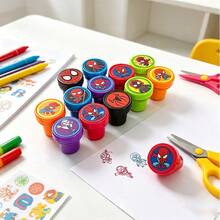 12pcs Superhero S-Pider‑Man Creative Mini Stamp Toy, Multi‑Pattern Drawing Coloring Tool, Teacher Incentive Reward, Back‑To‑School Party Favor - A - View 6
