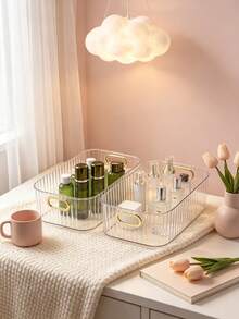 1 Set Transparent Multi-Function Storage Box Set, Suitable For Storing Cosmetics And Holiday Supplies, Plastic Storage Box, Can Be Used In Bathroom And Dormitory, Home Decor Storage, Room Decor, Christmas Back To School Gift - Multicolor - View 2