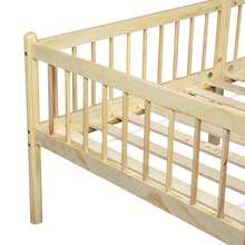 Pinewood Daybed 90*200 Cm, Sofa Bed With 3-Sided Railings & 14 Support Rails, Natural, 208.5 X 97.3 X 72.4 Cm - Multicolor - View 5