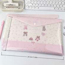 Pink Strawberry Transparent File Bag PP Small Card Storage Sleeve Stationery Storage Bag Suitable For School And Office, First Day Of School - Multicolor - View 8