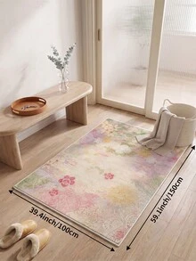 1pc Light Purple Floral French Style Living Room Rug, Suitable For Kitchen, Dining Room, Bedroom Holiday Decor, Indoor/Outdoor, Office, Anti-Slip Doormat, Bathroom, Hallway, Study Area Carpet - Mauve Purple - View 6