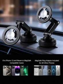 2026 New Strong Magnetic Car Phone Holder Vacuum Suction Cup Foldable Dashboard 360° Rotating Navigation Phone Mount Fixed Support Phone Stand - Multicolor - View 6