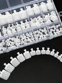 150pcs Translucent Matte French Style Short Square White Edge Full Coverage Press-On Toenails, Summer Style - Multicolor - View 2