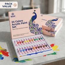 12/24 Colors 5ml Acrylic Paint + Palette Knife + Mixing Palette, Suitable For Painting Learning, Glass Painting Creation And Office Supplies Design - Acrylic Paint - View 4