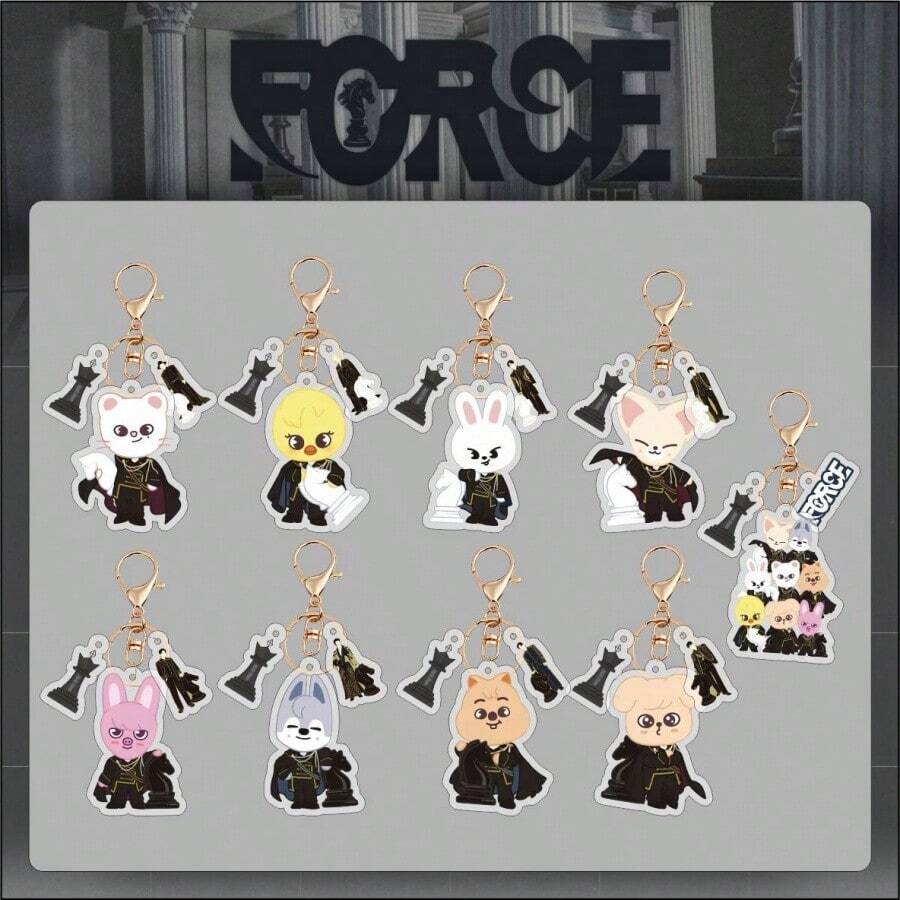 1 Set 8 Pc The New Album KARMA From SKZOO Comes With A Set Of Acrylic Accessories - A Three Pieces Keychain Set. These Items Are Of High Quality And Have Excellent Appearance, Making Them Perfect For Decorating Bags And Keys. - Multicolor - View 1