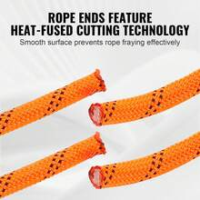 Dual-Weave Polyester Cord, 1/2 Inch X 220 Feet, 48-Strand, 8000 LBS Tensile Strength, Multi-Use Outdoor Rope For Camping, Swinging, Rappelling, And Rescue, Orange/Black - 1/2 Inch X 220 Feet - View 6
