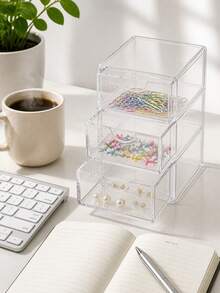 3-Layer Drawer Storage Box, Suitable For Jewelry, Hair Accessories, Earrings And Small Items, Furniture Office Study Desk Storage, Jewelry Storage Box, Drawer Cosmetic Storage, Bedroom Decor Desk Storage, Home Desk Drawer Storage Box - Multicolor - View 5