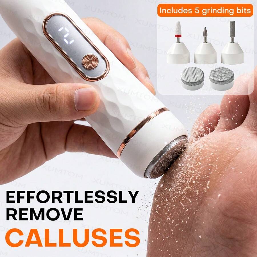 Electric Foot Callus Remover With Replaceable Grinding Heads, Suitable For Removing Dead Skin, Calluses, Brightening Skin Tone, Polishing Function, USB Rechargeable, Minimalist Design, Ergonomic Handle With Comfortable Grip, Father's Day Gift