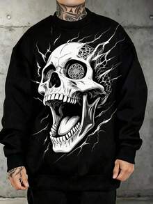 Men Plus Size Zip-Up Sweatshirts - Black - View 1