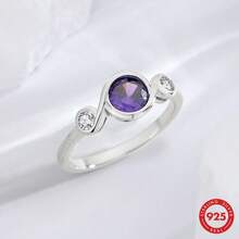 1pc Violet Ring, Women's Ring, Ideal Gift For Women And Girls On Any Occasion. Perfect Gift For Women, Mom, Mother-In-Law, Wife, Daughter, Relative And Best Friend. Perfect Birthday Gift, Anniversary Gift, Christmas Gift, Graduation Gift, Mother's Day Gift, Valentine's Day Gift Or Cute Gift For Yourself - Silver - View 7