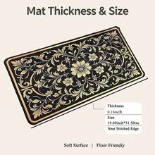 1pc Baroque Vintage Gold Leaf Pattern Gold Diamond Velvet Rug, Luxury European Style Rectangular Kitchen Entrance Mat, Soft And Easy To Clean, Hallway Entryway Doormat, All-Season Home Decor Carpet - Multicolor - View 3