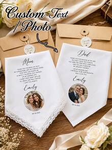 Custom Photo Wedding Handkerchief: Gift, Mother Of The Bride Gift, Parents Wedding Gift, Wedding Keepsake, Wedding Handkerchief, Gift - Multicolor - View 1