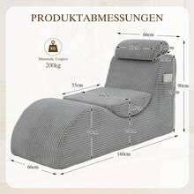 Modern Leisure Armchair With A Unique Design, Ergonomically Shaped, Made Of Highly Elastic Compression Foam. Removable Seat Cushion And Side Pocket For Comfortable Sitting In Everyday Life. Light Gray, 160 X 66 X 90 Cm - Light Grey - View 2