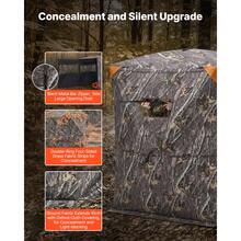 Hunting Blind, 2-3 Person Thermal Ground Blinds With Tri-Leg Chair And Carrying Bag, Portable Camouflage Tent, Durable Concealed Shelter With Silent Zipper Door And Window, For Turkey Deer - 59*59inch - View 3