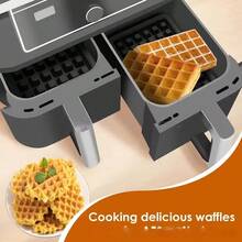 2 Packs Silicone Waffle Molds For Dual Basket Air Fryer, 2 Sizes Classic & Mini Belgian Waffle Tray Insert, Non-Stick Reusable Baking Pan Compatible With AF400 AF451 AF500, Heat Resistant Air Fryer Accessories - View 5