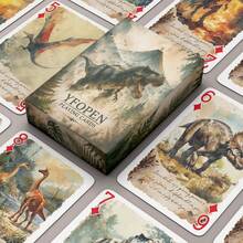 YFOPEN Dinosaur Themed Paper Playing Cards, Featuring Tyrannosaurus Rex, Pterosaur And Other Prehistoric Dinosaur Patterns, Retro Style Tabletop Card Game Suitable For Gathering With Friends - Multicolor - View 10