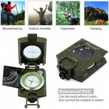 Militärgrüner Multifunktionskompass mit Neigungsmesser, fluoreszierendem Zifferblatt und Visierlinse für Camping, Wandern, Jagen, Bergsteigen und Outdoor-Navigation - Armeegrün - Übersicht 2