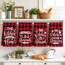 1pc Red Buffalo Plaid Kitchen Theme Hand Towel, - Durable Polyester Fabric, Suitable For Daily Use, Party, Home Decor, Theme Party And Gathering Decoration Towel - Multicolor - View 6