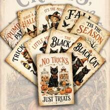 20 Cards - Retro Halloween Mischievous Invitation Postcards -4x6 Inches - Manual Materials - Classic Illustrations, Ladies' Collection Decoration Cards - Suitable For Scrapbook And Handicraft Making - Halloween - View 9