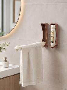 1pc Expandable Bathroom Towel Rack Wall Mounted No Drilling Bathroom Towel Storage Rack Kitchen Storage Rack - Multicolor - View 2