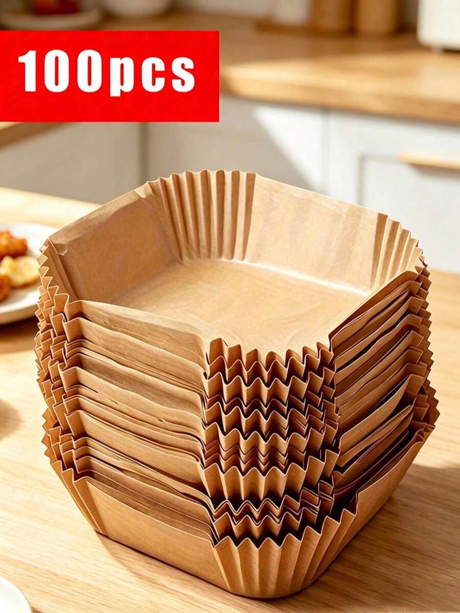 5/50/100pcs Square Disposable Non-Stick Air Fryer Baking Paper, Multi-Purpose Liner For Baking Tray And Plate, BBQ Home Cooking Utensil Storage, Kitchen Accessories, Personalized Gift For Back To School, New Year, Valentine's Day, Graduation Season