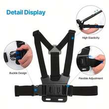 Chest Harness & Helmet Chin Strap Action Camera Accessories Kit, Harness Mount For SJCAM, AKASO, D*JI Osmo Series Cameras For Cycling Vlog Recording - View 3