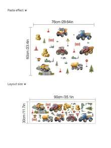 3pcs Large Size Jungle Animal Wall Decals Giraffe Elephant Monkey Wildflowers Butterfly English Inspirational Quotes Construction Vehicle Farm Machinery DIY Peel And Stick Vinyl Stickers For Boys Girls Kids Room Bedroom Bathroom Wall Decor - Multicolor - View 9