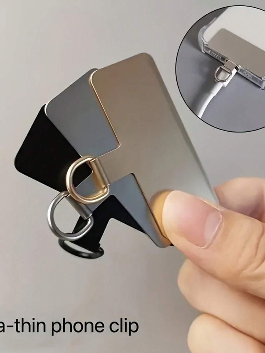 High-Quality Stainless Steel Phone Lanyard Clip, Ultra-Thin Design Fits Phone Body, Wear-Resistant And Durable, Reinforced Anti-Loss. Compact And Portable, Practical Phone Accessory, Can Be Used With Lanyard, Easy Installation, Not Easily Damaged, Multiple Colors Available, Combines Texture And Practicality, Effectively Prevents Phone Loss During Daily Travel, Compatible With Most Phone Cases, Great For Travel - Multicolor - View 1