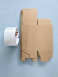 5 Buah Kotak Hadiah Kertas Kraft dengan 1 Gulungan Pita Perekat, Kotak Kardus Kosong yang Dapat Dilipat untuk Pengiriman, Pengemasan, Kerajinan DIY, Penyimpanan Usaha Kecil - Set - View 9