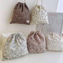 Fabric Vintage Drawstring Storage Bag For Children's Items - Brown Popcorn - View 6