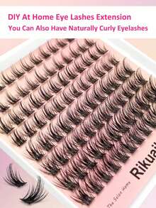 Waloshow 96pcs/Box Cluster False Eyelashes D Curl Soft Single Lash Extensions Eye Enlarging Comfortable DIY Home Convenient Lash Clusters Single False Eyelashes - D - View 3