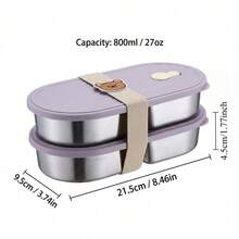 304 Stainless Steel Lunch Box, Reusable Leak Proof Bento Box, Portable Lunch Container, Fruit Salad Food Storage Container, Dishwasher & Microwave Allowable, Suitable For Student And Adult Use In School, Office, Picnic, Travel, Back To School - Multicolor - View 19