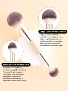 ronshadow 2pcs Makeup Brushes With 3pcs Makeup Sponge Set, Gradient Soft Bristles Blush Powder Contour Brush, Beginner Face Makeup Tools - Multicolor - View 2